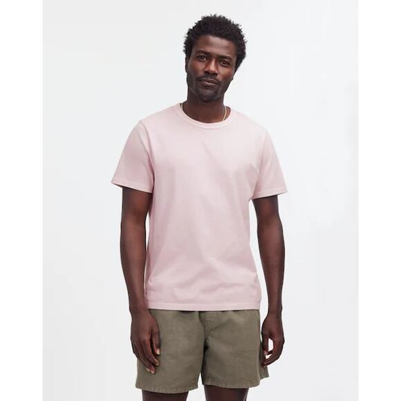 NWT Madewell Men's Garment-Dyed Allday Crewneck Tee T-Shirt Pale Pink Size S - Picture 1 of 10